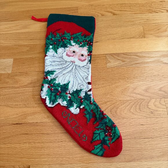 Needlepoint Santa Claus Noel Christmas Stocking - Picture 1 of 8